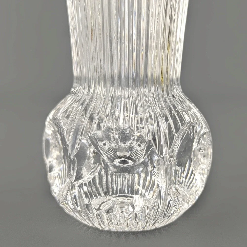 Vintage Clear Glass Bud Vases Set 3 Ribbed Swirl Thumbprint 5 to 6 Inch